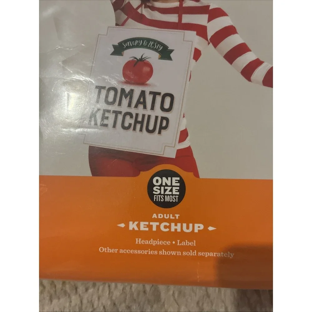 Adult Ketchup Costume-Hyde And Eek One Size Fits Most-‎ Red Headpiece & Label